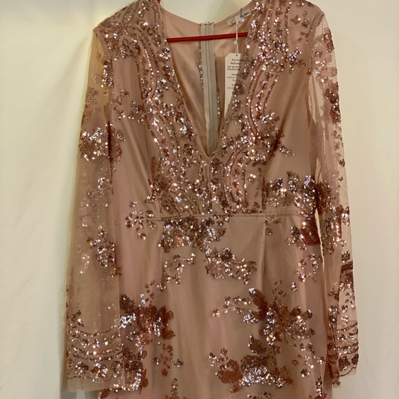 Southern Fried Chicks Dresses & Skirts - NWT Sequined, front plunge cocktail party dress
